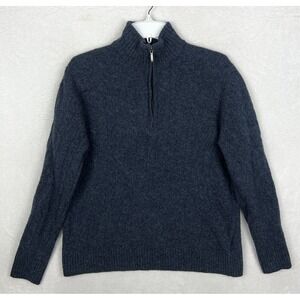 Brooks Brothers Wool 1/4 Zip Sweater Mens XL Blue Knit Pullover Mock Neck Preppy